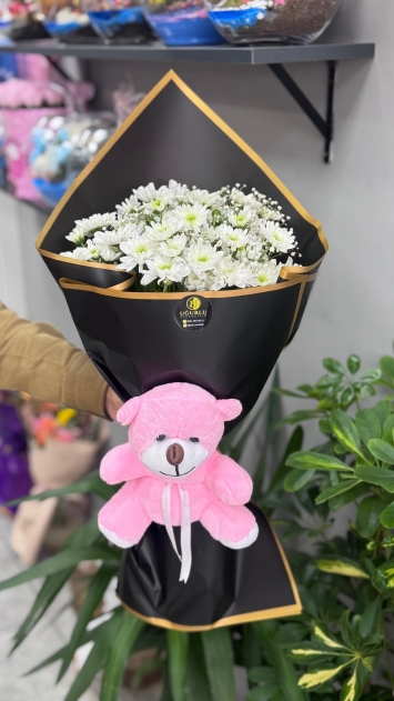 Peluş Ayıcık ve Papatya buketi