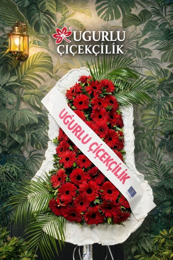  Kırmızı Gelbera & Fenixli Çelenk